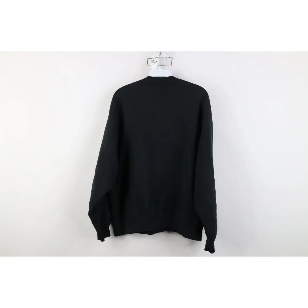 Vintage 90s Streetwear Mens XL Distressed Blank Crewneck Sweatshirt Black USA - Picture 10 of 12